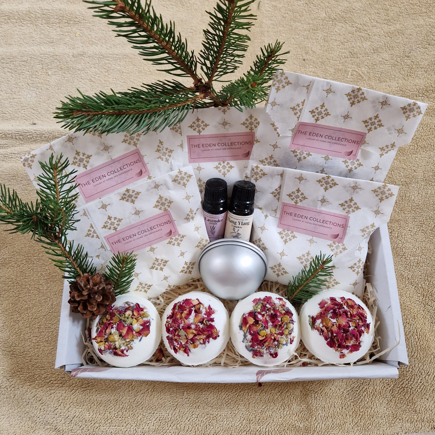 DIY, all natural, vegan, luxurious, plastic free Bath Bomb Making Kit by The Eden Collections.
