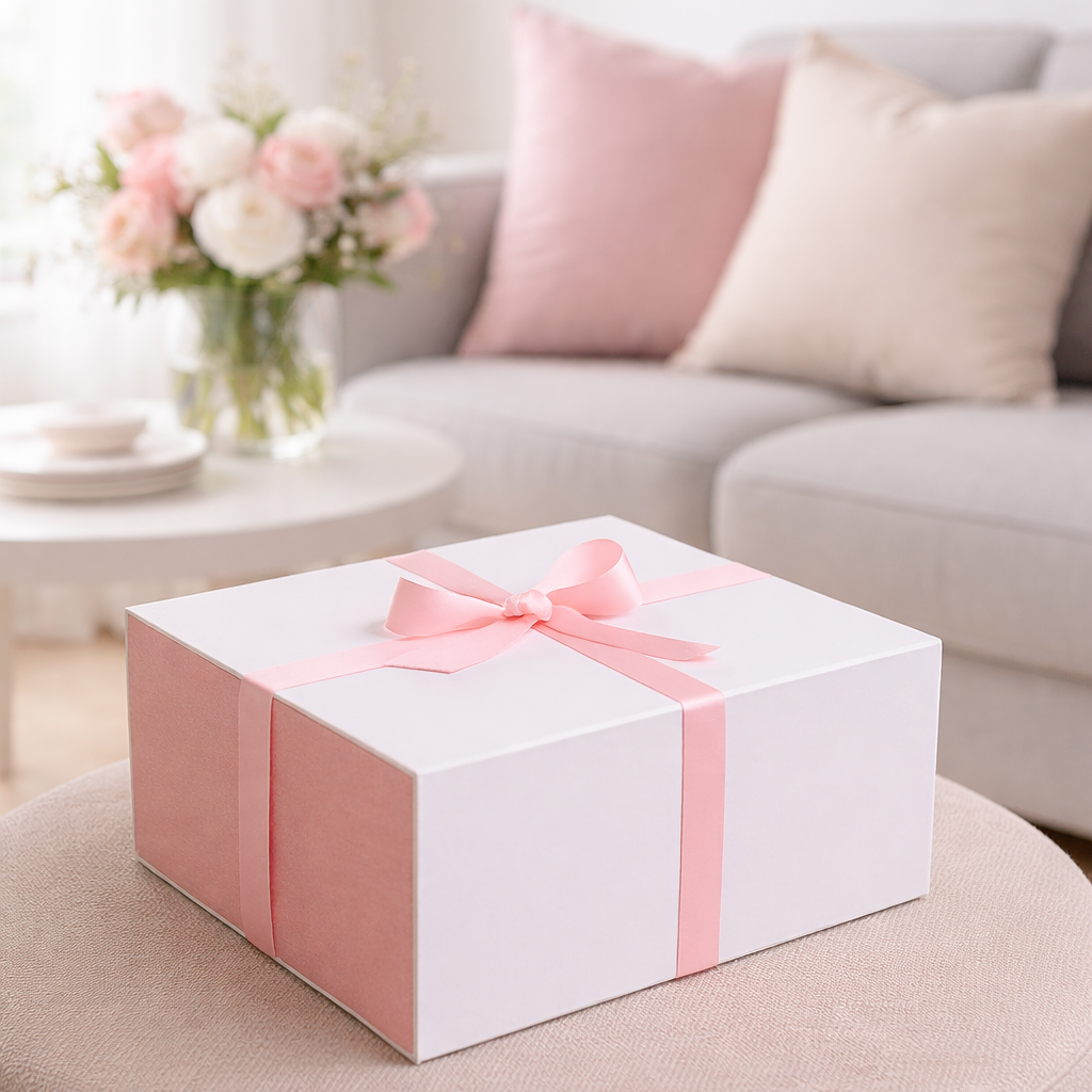 White and Pink gift box for the spring and summer season by The Eden Collections.